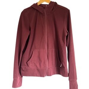 SOYBU Womens Burgundy Full Zip Hoodie Long Sleeve Thumbhole Pockets‎ Size M